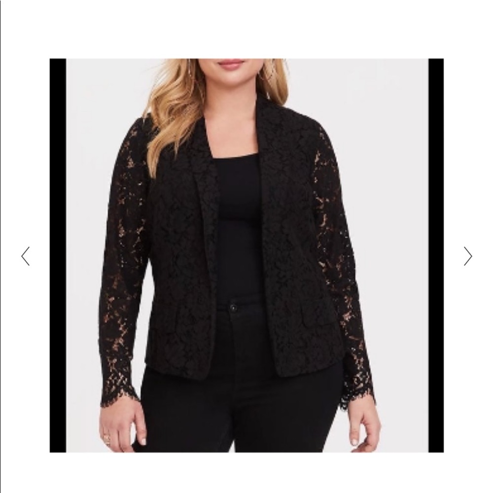 TORRID Semi Sheer Black Lace Blazer Size 2